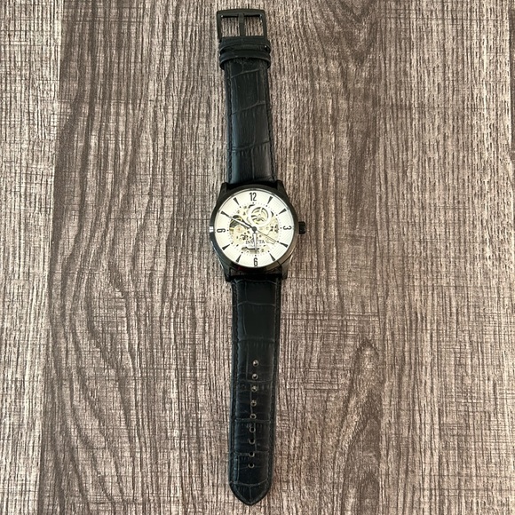 Invicta|Genuine Calf Leather Band Black Stainless Steel Watch- Objet d’Art - Picture 2 of 9